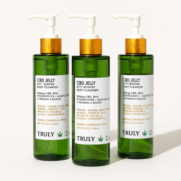 Lot 3pc TRULY C B D Jelly Anti-Blemish Body Cleanser 8oz Watermelon Agave 240ml - Picture 1 of 3